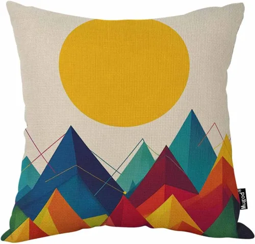 Miniatura 8 de Mugod Almohada con patrón hexagonal, diseño geométrico, enrejado, polígono, verde lima y blanco, algodón y lino, funda de cojín cuadrada estándar