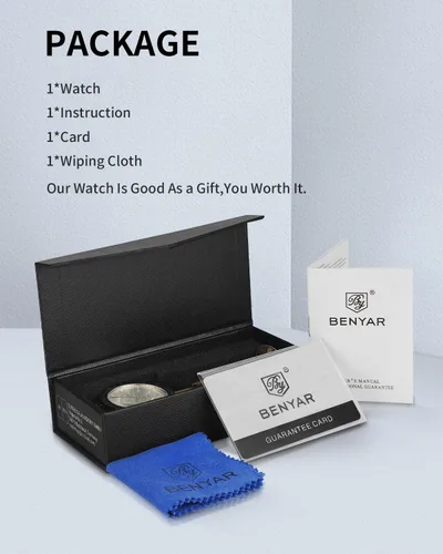 Miniatura 8 de BY BENYAR - Reloj para hombre, cronógrafo analógico de cuarzo, impermeable, luminoso, de diseñador, relojes de pulsera para hombre, para negocios