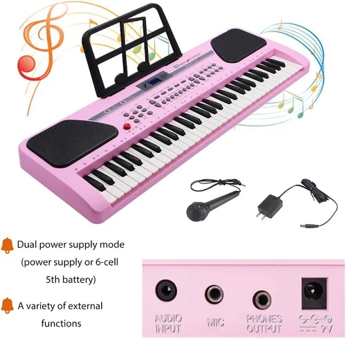 Miniatura 3 de iMeshbean Teclado de Piano de 61 Teclas, Teclado de Piano Eléctrico con Soporte para Principiantes, Teclado de Música Digital con Micrófono, Soporte