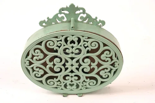 Miniatura 6 de Creative Co-Op Reloj de repisa de peltre envejecido verde