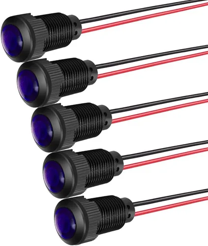 Miniatura 18 de Gebildet 5 unids 0.472 in AC/DC 12-24V LED indicador de metal luz impermeable señal lámpara piloto Dash direccional coche camión barco con alambre