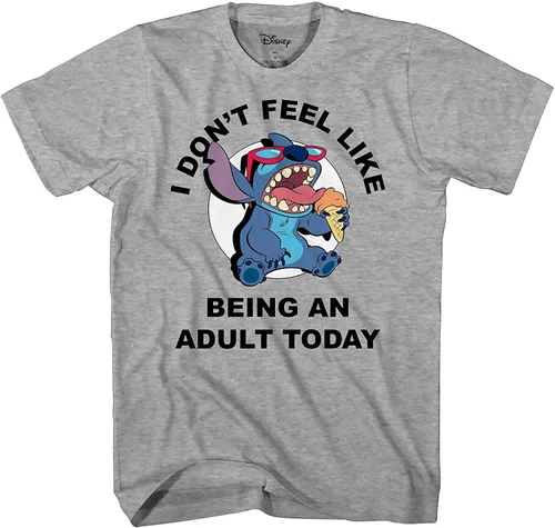 Disney Lilo and Stitch Don't Feel Like Being an Adult Tee Divertido Humor Disneyland Graphic Camiseta para adultos
