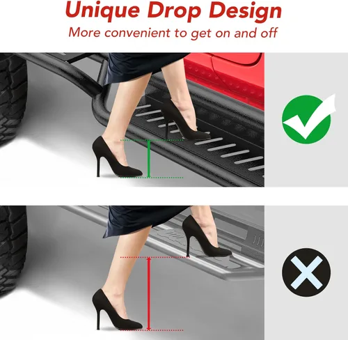 Miniatura 5 de Estribos, escalones laterales de 6 pulgadas compatibles con Jeep Wrangler JK JKU Unlimited 2007-2018, 2 puertas, barra Nerf de acero recubierto