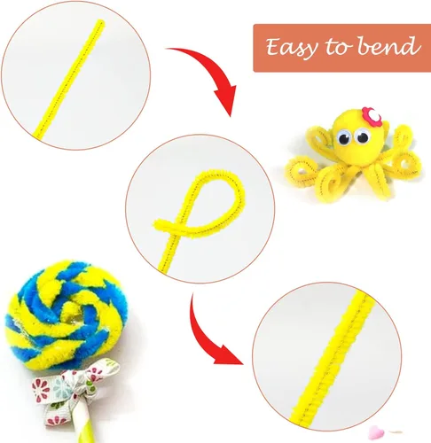 Miniatura 4 de FirstKitchen Limpiadores de tuberías para manualidades, 200 unidades, limpiadores de tuberías amarillos, tallos de chenilles de 0.23 x 12 pulgadas
