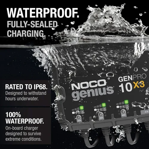Miniatura 9 de NOCO Genius GENPRO10X3, cargador de batería inteligente marino de 3 bancos, 30 A (10 A/banco), cargador de barco a bordo impermeable de 12 V