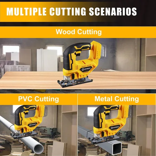 Miniatura 6 de Sierra de calar inalámbrica compatible con batería Dewalt de 20 V máximo, sierra de calar sin escobillas para 3 ajustes orbitales, 3200 RPM, cortes