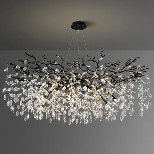 Miniatura 34 de YUYI Lámpara colgante de cristal de 8.3 pulgadas para isla de cocina, modernos candelabros de rama de árbol dorados, lámpara colgante redonda