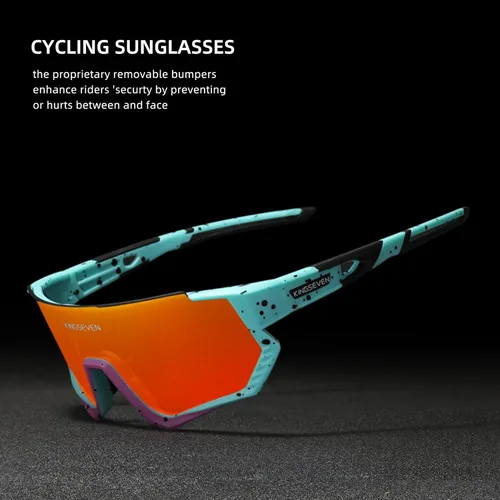 Miniatura 8 de KINGSEVEN Gafas de sol polarizadas de ciclismo para hombre, gafas de sol deportivas MTB gafas de bicicleta UV400 protección LS910 Rojo limitado