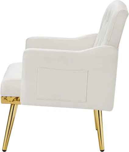 Miniatura 6 de Sofá con acento de terciopelo, moderno sillón tapizado con bolsillo para sala de estar, dormitorio, oficina, sala de recepción, sala de estar