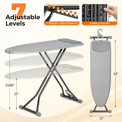 Miniatura 2 de APEXCHASER Tabla de planchar, tabla de planchar compacta con alfombrilla de silicona, tabla de planchar plegable con cubierta resistente al calor, 7