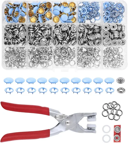 Miniatura 19 de Kit de botón de presión de metal Mandala Crafts - Botones a presión y herramienta de cierre a presión - Cierres coloridos de 9.5mm para coser, ropa