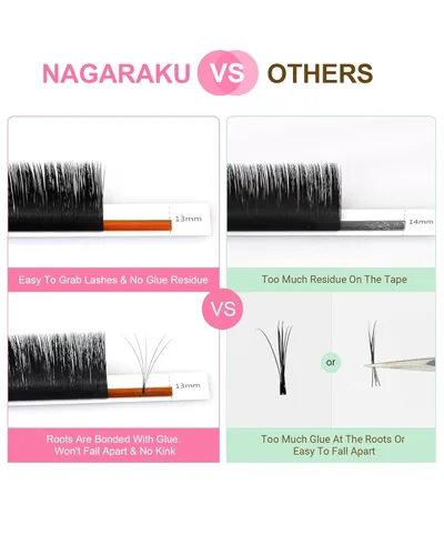 Miniatura 6 de NAGARAKU Easy Fan Extensiones de Pestañas Volumen Lash 0.07 Rizo D 8-15mm Bandeja Mixta Floración Rápida Visón Sintético en Racimo Para Ventilador