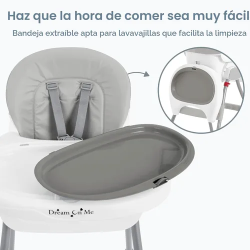 Miniatura 5 de Dream On Me Silla alta portátil 2 en 1, silla alta compacta convertible, silla alta portátil ligera, color gris