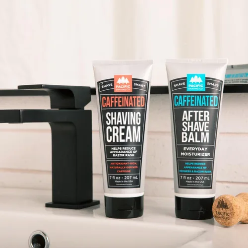 Miniatura 3 de Pacific Shaving Company Juego de crema de afeitar y después del afeitado con cafeína, kit de afeitado para hombres, crema de afeitado enriquecida