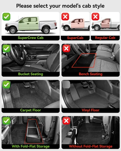 Miniatura 3 de 3W Alfombrillas (con pedales de metal) y alfombras aptas para Ford F-150 2015-2026 y F150 Lightning 2022-2025 SuperCrew, TPE para todo