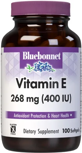 Bluebonnet Nutrition Vitamina E 400 UI (268 mg) Cápsulas blandas mixtas de tocoferoles, portección de radicales libres y soporte cardiovascular, sin