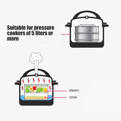 Miniatura 4 de Olla de vapor de acero inoxidable de 3 niveles, sartenes a vapor, olla a presión para cocinar verduras, mariscos, sopas, guisos y pastas