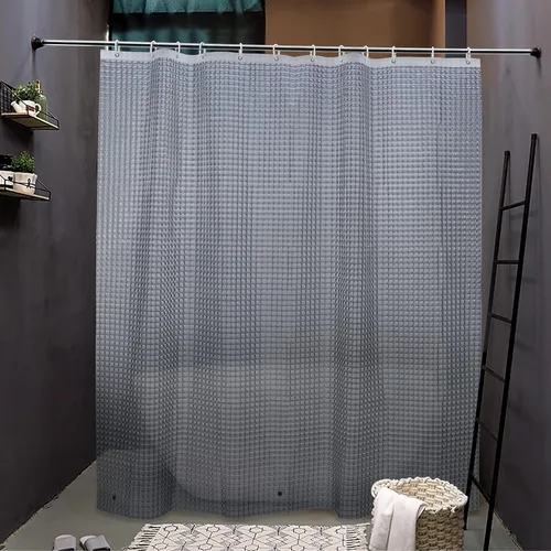 Miniatura 13 de NTBAY - Cortina de ducha transparente de etilvinilacetato, repelente al agua, para cabina de ducha de baño, tejido gofre a cuadros, 72 x 72 pulgadas