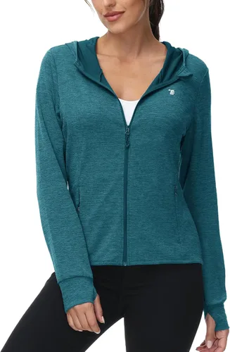 Miniatura 74 de TBMPOY Chaquetas con capucha y protección solar UPF 50+ para mujer, ligeras, de manga larga, para senderismo, exteriores, con cremallera completa