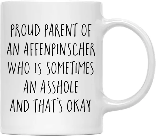 Andaz Press Funny Dog - Taza de café de 11 onzas, regalo de broma, orgulloso padre de un afenpinscher que es a veces un gilipollas y eso está bien,