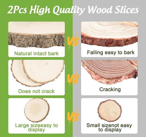 Miniatura 4 de Rebanadas de madera para centros de mesa, 7-8 pulgadas, paquete de 2 astillas de madera redondas sin terminar de la naturaleza para manualidades