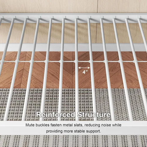 Miniatura 5 de Feonase - Litera de camas individuales con escalera, de metal, con barandilla alta, con soporte de listones de metal resistente, sin ruido, no Negro