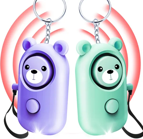 Miniatura 10 de Alarma personal segura con sonido para mujeres, niños y ancianos, paquete de 2 lindas sirenas de 130 dB, autodefensa de seguridad con luz LED