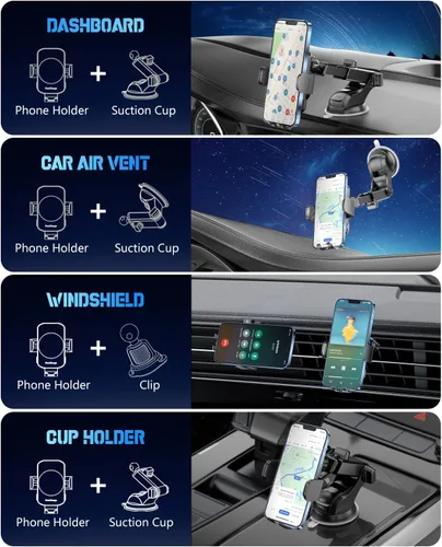 Miniatura 3 de Cargador inalámbrico para automóvil, soporte de teléfono de carga rápida 3 en 1, soporte de teléfono, sujeción automática, accesorios de automóvil