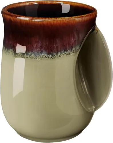 Miniatura 7 de Selamica - Taza de porcelana de 18 onzas con calentador de manos para diestros, taza de café, taza de té para familiares y pareja - Azul