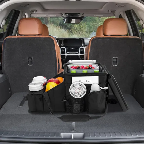 Miniatura 7 de Organizador de Coche para Asiento Delantero y Almacenamiento, Caddy de Coche Plegable, Organizador de Asiento de Pasajero con Particiones