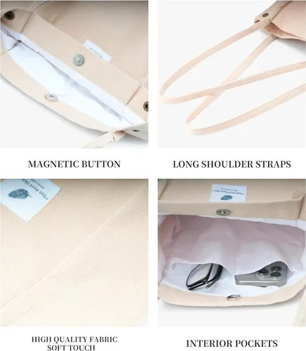 Miniatura 4 de Linda bolsa de pana para mujer, bolsas de hombro de lona para viajes y compras