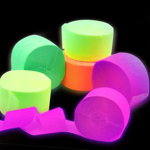 Suministros de fiesta que brillan en la oscuridad de 400 pies que brillan en la oscuridad, serpentinas de papel crepé que brillan en la oscuridad,