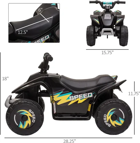 Miniatura 7 de Aosom 6V ATV para niños de 4 ruedas, vehículo con batería y motor eléctrico, cuatrimoto con cambio de marcha hacia adelante/en reversa para niños