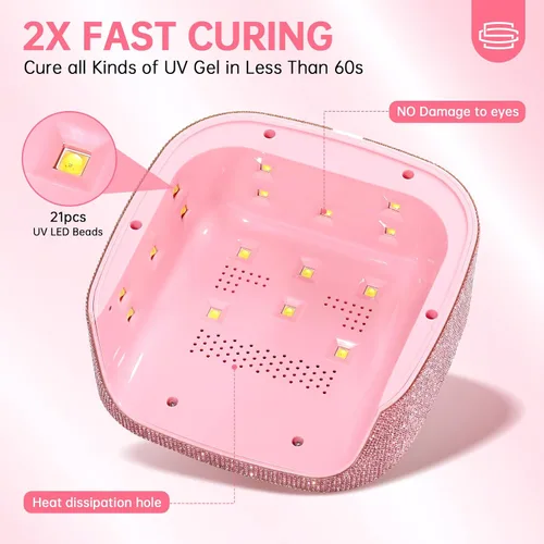 Miniatura 2 de UV Nail Lamp, UV Light for Gel Nails,48W Plug-in Mini Diamond Nail Lamp Nail Dryer with Touch Control Auto Sensor and 3 Timer Settings Nail Light