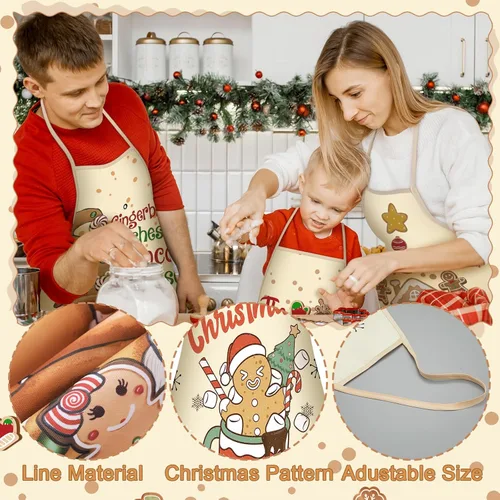 Miniatura 4 de Toulite 10 Piezas Delantal de Navidad Ajustable Delantales de Cocina para Cocinar Delantal BBQ Babero Delantal de Chef Divertido para Mujeres