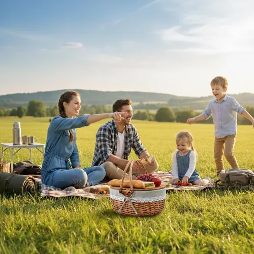 Miniatura 7 de Cesta de picnic de mimbre con tapa y asa, cuerpo tejido resistente con forro lavable, flores pequeñas