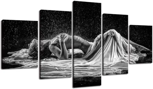 Miniatura 11 de Lienzo extra grande sexy chica desnuda durmiendo en la cama, arte de pared con marco de madera sexy para mujeres desnudas, obras de arte, arte
