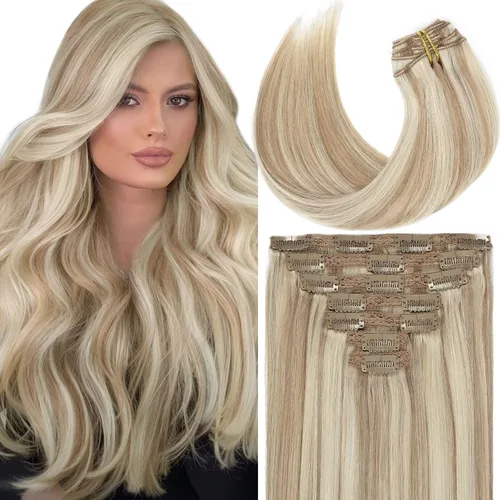 Miniatura 79 de Loxxy Extensiones de cabello humano con clip, sin costuras, 22 pulgadas, color marrón oscuro a castaño oscuro y marrón oscuro, 7 piezas