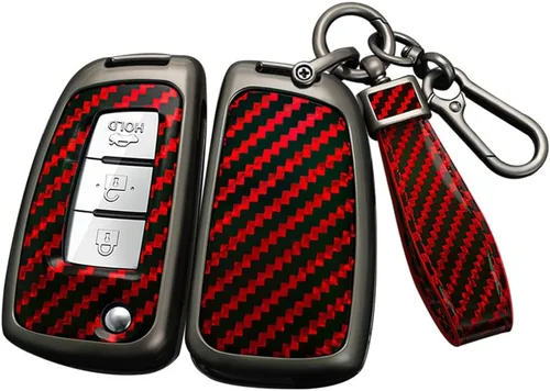 Miniatura 10 de ontto Funda de llavero para Nissan Flip Key Remote Metal con llavero apto para Nissan Rogue, Negro