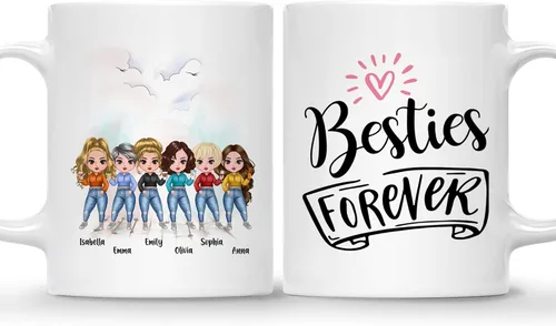 Miniatura 13 de Gossby Taza personalizada para amigas, Besties Forever, regalo personalizado para mejores amigas para mujeres con nombres de avatares, regalo 4