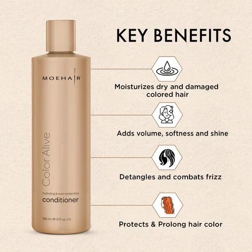 Miniatura 3 de MOEHAIR Acondicionador Color Alive Hidratante y nutritivo Acondicionador para cabello teñido Acondicionador sin parabenos ni sulfatos Reduce