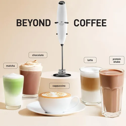 Miniatura 621 de Zulay Milk Boss Espumador de leche potente manual, hace espuma para latte, batidor para mezclar bebidas, café, miniespumador para capuchino, frappé