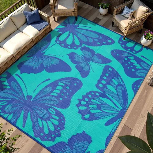 Miniatura 58 de Anidaroel Alfombras de exterior de 6 x 9 pies para patios, impermeables, reversibles, de plástico tropical, alfombra de campamento, alfombra grande