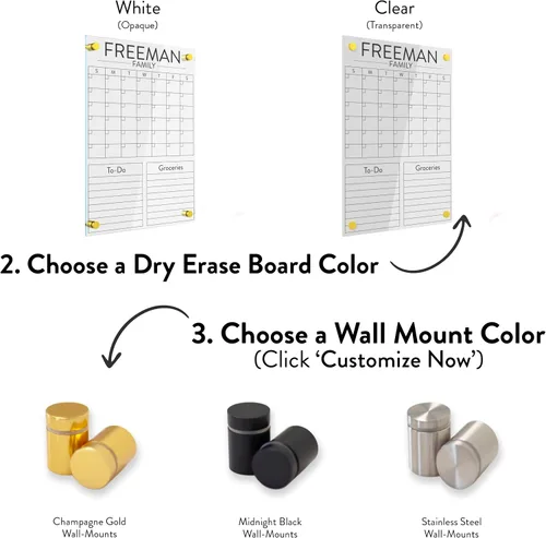 Miniatura 6 de Calendario acrílico personalizado para pared, se envía al día siguiente, hecho en Estados Unidos, planificador transparente de borrado en seco
