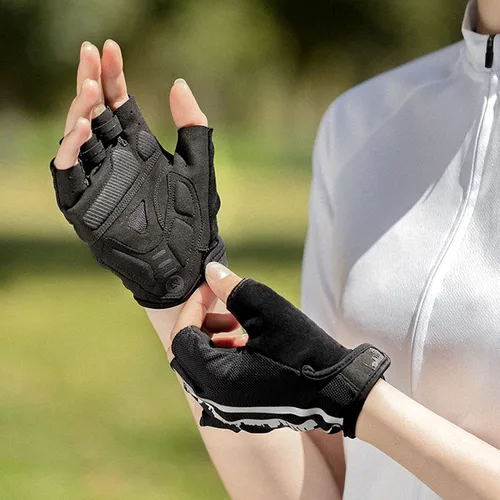 Miniatura 6 de ROCKBROS Guantes de bicicleta para hombres, guantes de ciclismo de medio dedo, guantes de ciclismo MTB, guantes de bicicleta de carretera