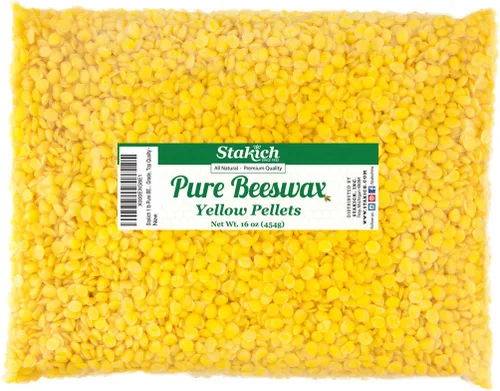 Stakich Gránulos de cera de abeja amarilla, natural, grado cosmético, calidad premium, (1 libra)