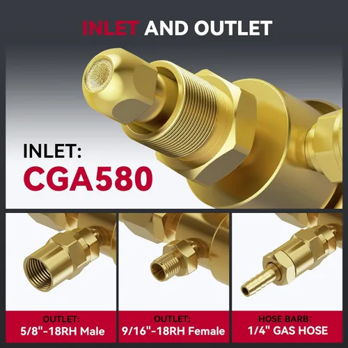 Miniatura 3 de ARCCAPTAIN Reguladores de CO2 de argón con manguera de soldadura de gas inerte de 8.2 pies, regulador de soldadura para MIG y TIG, 0-4000 PSI, 0-30+