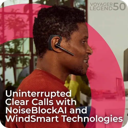 Miniatura 4 de Poly Voyager Legend 50-M - Auriculares Bluetooth, funda de carga, cancelación de ruido alimentada por IA, tecnología WindSmart de 4 micrófonos