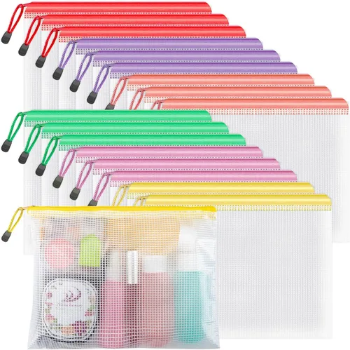Miniatura 15 de Umriox Bolsa de Documentos de Malla con Cremallera, 9.5 x 7.1 pulgadas (Negro, 18 Paquetes), Bolsas Transparentes con Cremallera, Bolsas