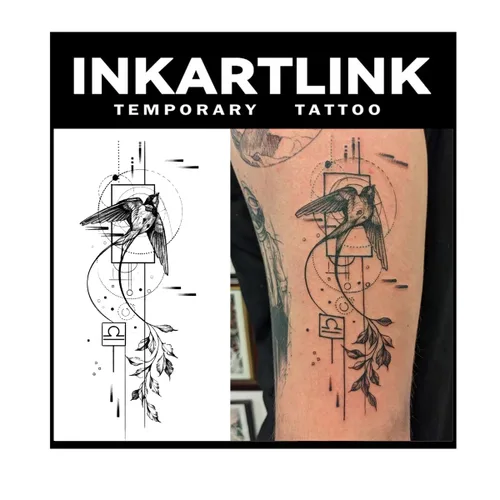 Miniatura 7 de INKARTLINK Tattoo Tech, 2 hojas de tatuaje semipermanente mediano, tatuajes temporales de diseño artístico para adultos, dura 1-2 semanas